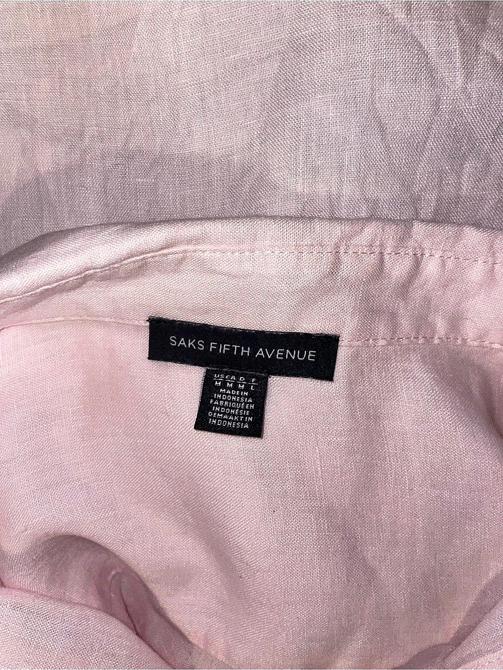 Saks Fifth Avenue Shirtdress in Baby Pink Size M Like New